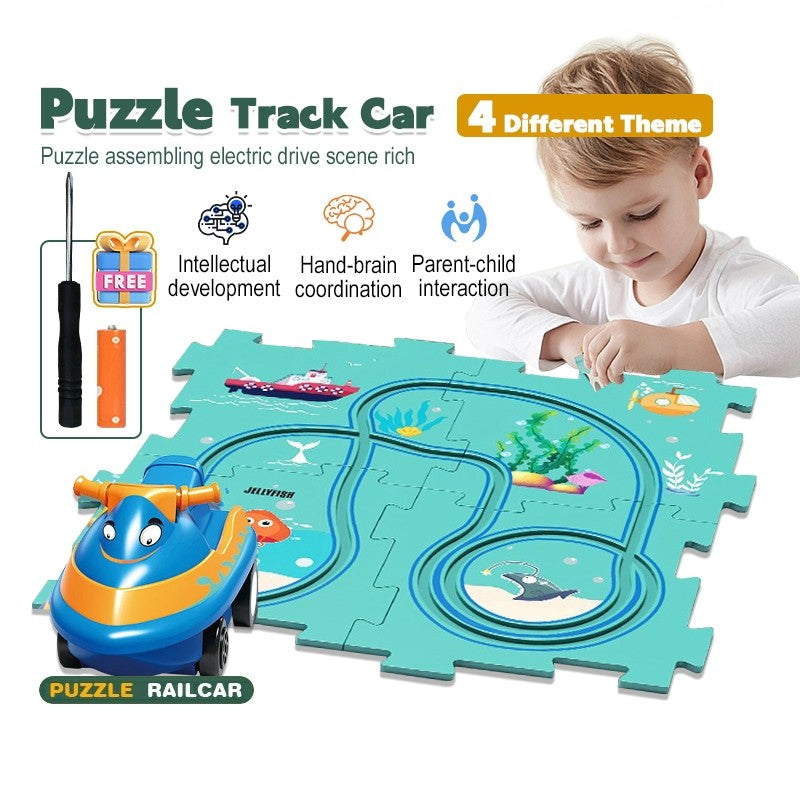 (READYSTOCK) Puzzle Track Car Playset Fun Race Car Toys Montessori Toys kids educational Track Car 汽车轨道玩具益智轨道车