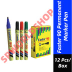 【12-PCS】Faster 90 Permanent Marker Pen Xylene Free #Faster #Permanent #Marker Pen #M-F-90 #Blue #Red #Black