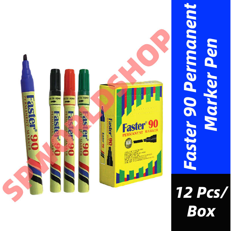 【12-PCS】Faster 90 Permanent Marker Pen Xylene Free #Faster #Permanent #Marker Pen #M-F-90 #Blue #Red #Black