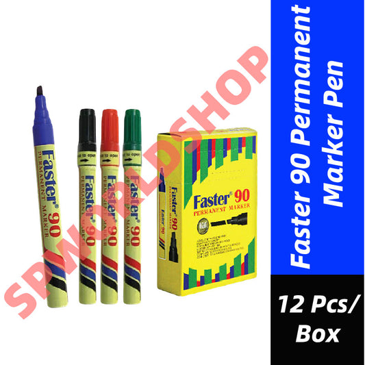 【12-PCS】Faster 90 Permanent Marker Pen Xylene Free #Faster #Permanent #Marker Pen #M-F-90 #Blue #Red #Black