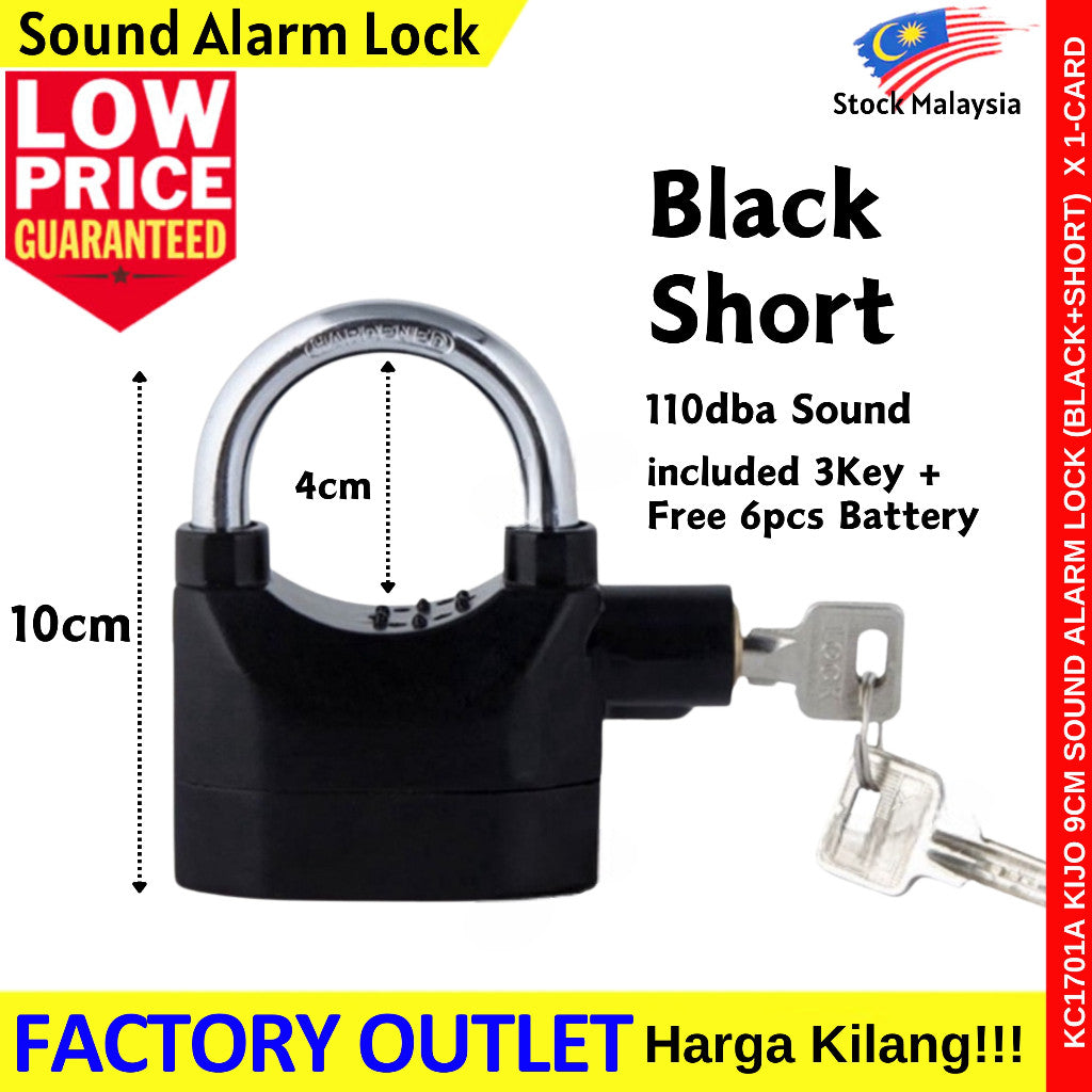 Alarm Lock Security Lock Anti-Theft Siren Alarm Padlock Door / Motorcycle / Bike Bicycle / Car Kunci Berbunyi #防盗警报锁1701