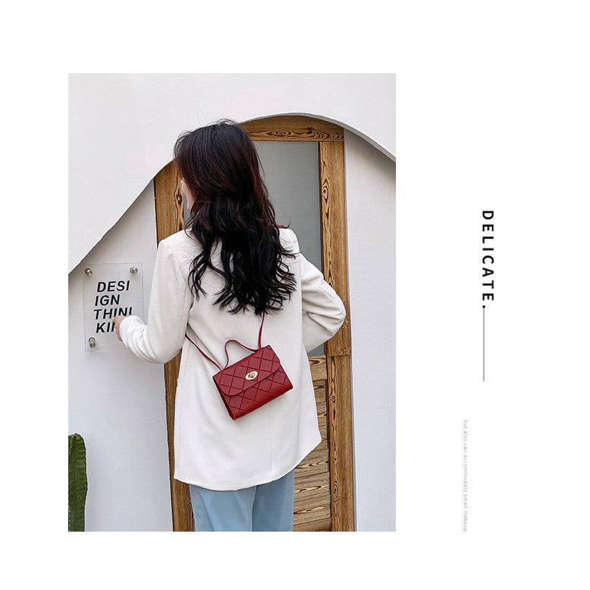 New Ladies Classic Diamond Small Square Bag Korean Version Solid Color Handbag Portable Mini Diagonal Bag-B1060