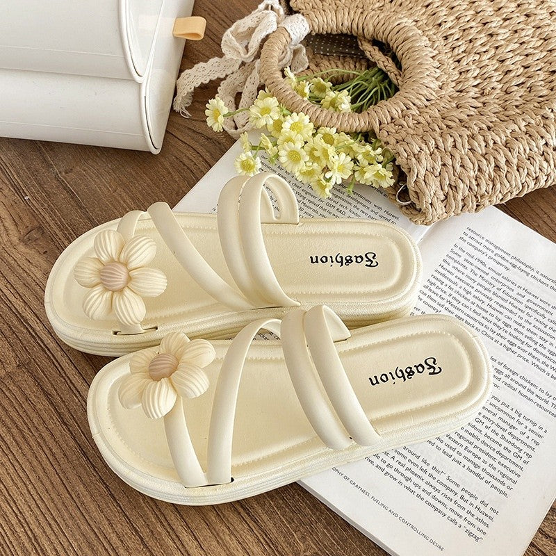 READY STOCK!!!Style Flower Sandals Women Thick-Soled Anti-Slip new Style Summer Fairy Style Out Two-Wear Slippers 2103