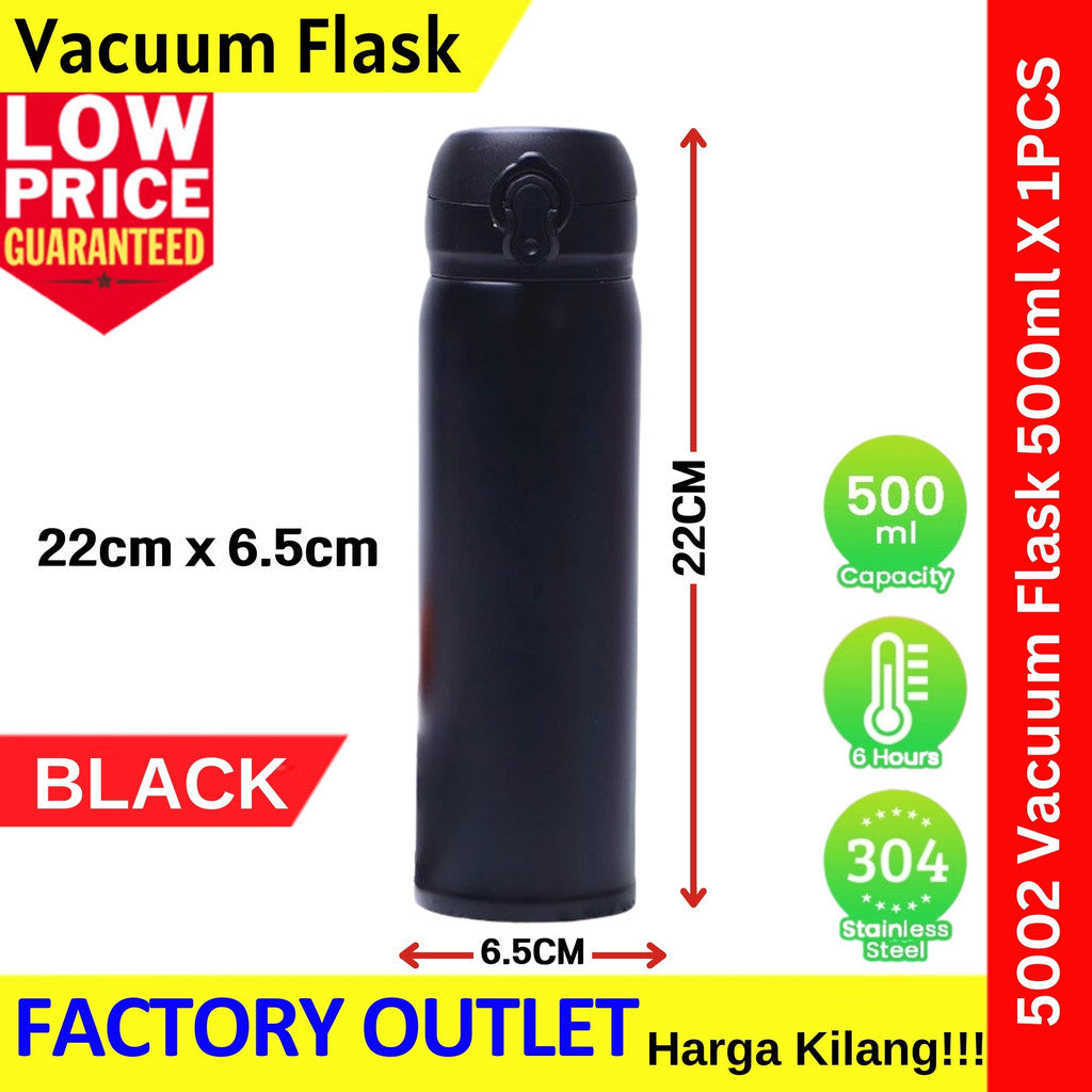 Stainless Steel Thermal Vacuum Flask Water Container Insulated Cup【500ml】 304 Stainless Steel Thermos Flask -5002