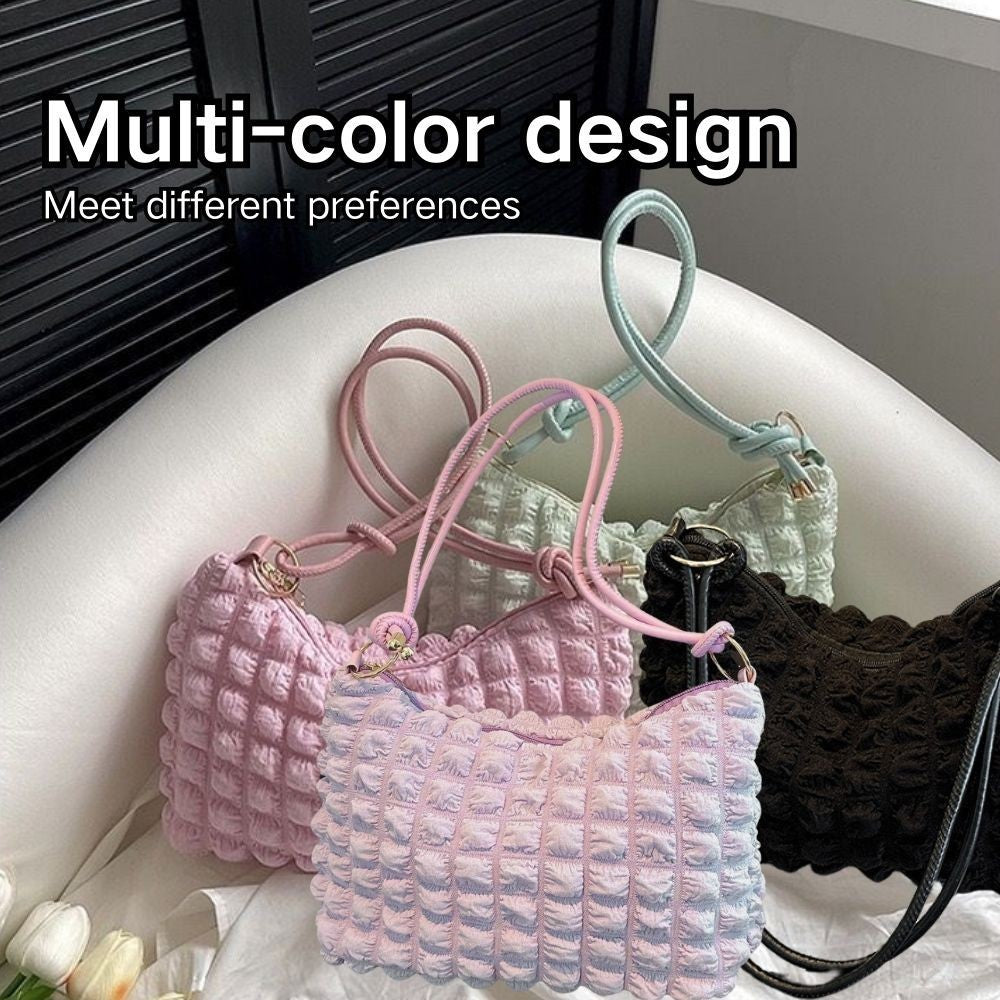Korean Style Bubble Sling Bag B03140 | Soft Padded Crossbody Bag | Cute & Versatile Travel Shoulder Bag | Beg Murah Cantik 云朵包 泡泡纹 腋下斜挎两用 少女感