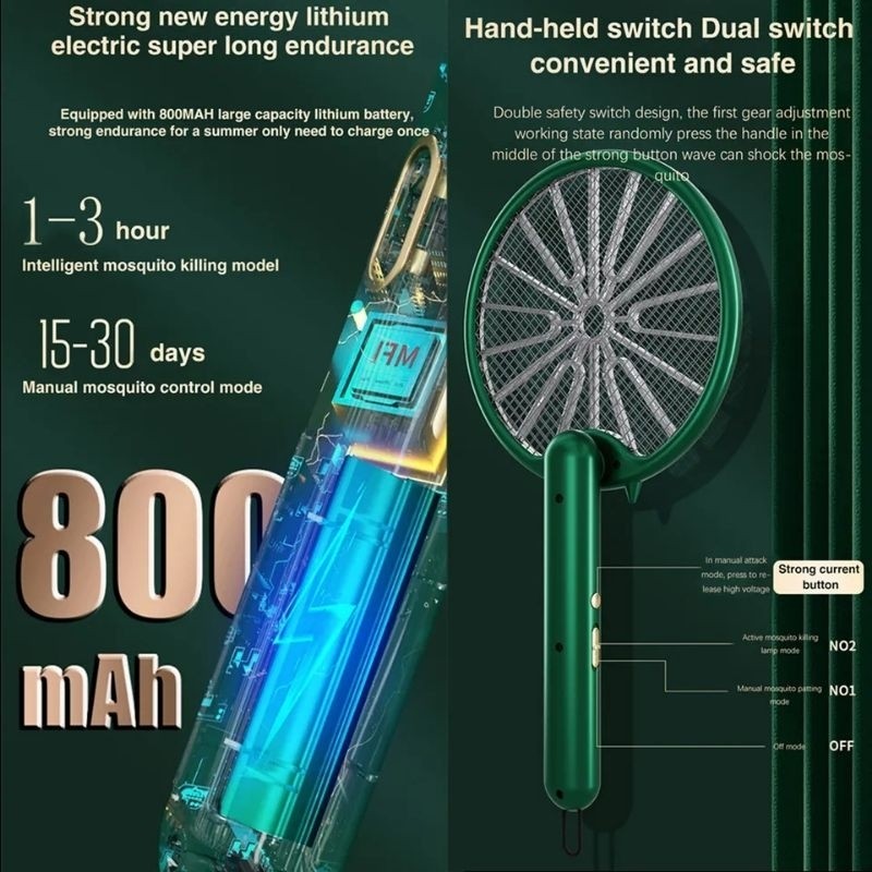 READY STOCK‼️ Foldable Electric Mosquito Racket | Rechargeable Mosquito Swatter | High Voltage  可折叠电蚊拍 | 充电式灭蚊拍