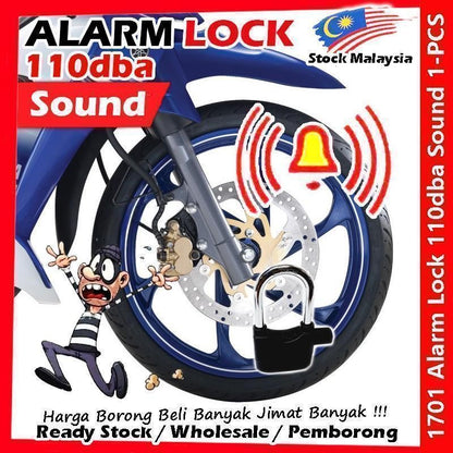 Alarm Lock Security Lock Anti-Theft Siren Alarm Padlock Door / Motorcycle / Bike Bicycle / Car Kunci Berbunyi #防盗警报锁1701