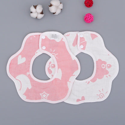 READY STOCK!!! Baby Kids Towel Baby Cotton Toddler 8 Layer Saliva Towel Ins Fesyen Baby Bib With Button Bibik WW0848i