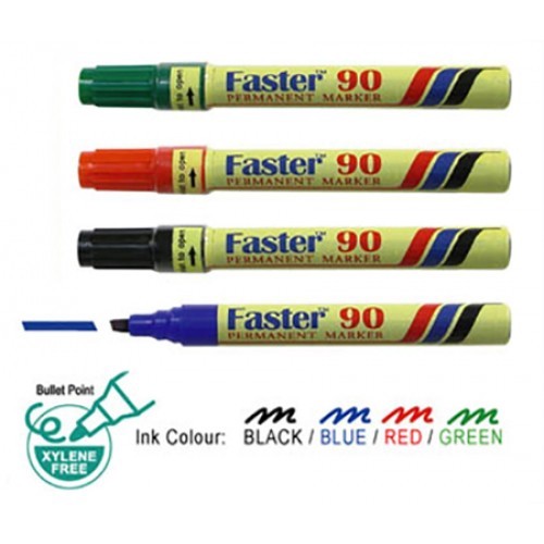 【12-PCS】Faster 90 Permanent Marker Pen Xylene Free #Faster #Permanent #Marker Pen #M-F-90 #Blue #Red #Black