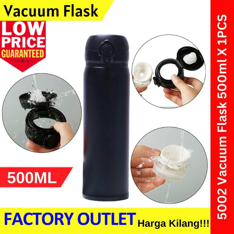 Stainless Steel Thermal Vacuum Flask Water Container Insulated Cup【500ml】 304 Stainless Steel Thermos Flask -5002