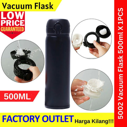 Stainless Steel Thermal Vacuum Flask Water Container Insulated Cup【500ml】 304 Stainless Steel Thermos Flask -5002
