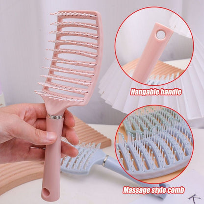 Comb Curved Vent Fluffy Hair Curly Hair Massage Ribs Comb Styling 马卡龙大弯蓬松梳子 头皮按摩梳卷发造型梳弧形十排骨梳子