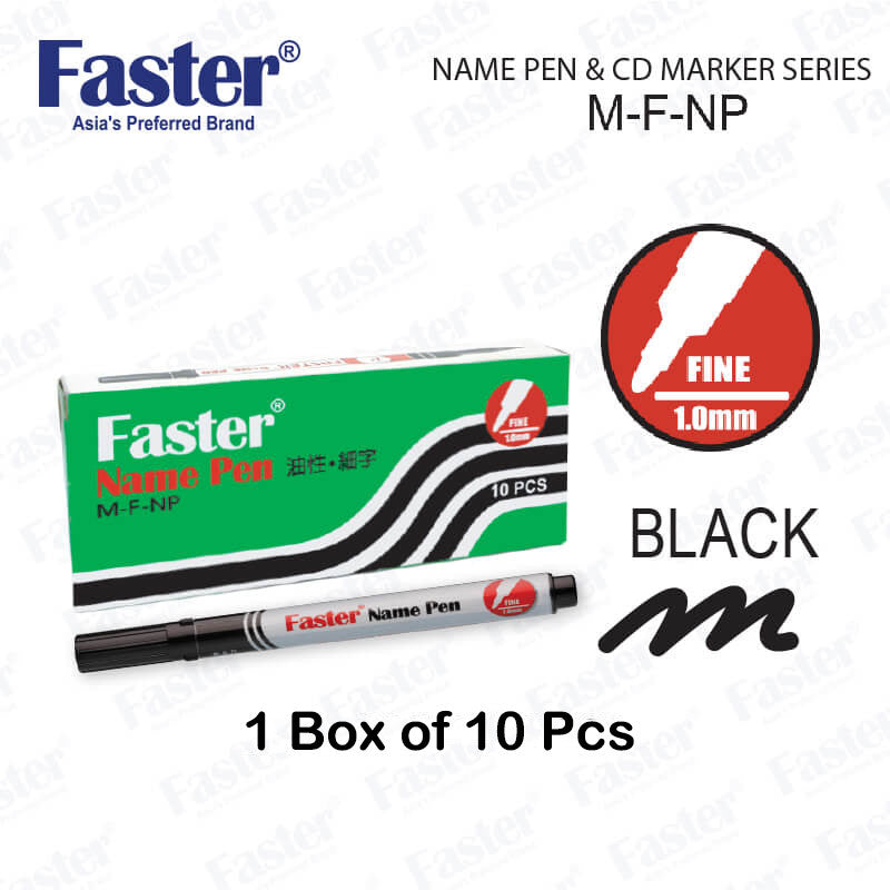 【10-PCS】 Faster Name Pen M-F-NP FINE 1.0mm Permanent Marker Pen