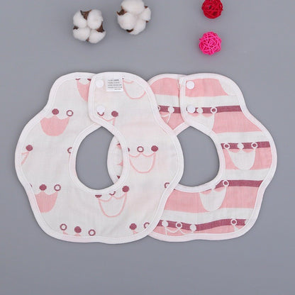 READY STOCK!!! Baby Kids Towel Baby Cotton Toddler 8 Layer Saliva Towel Ins Fesyen Baby Bib With Button Bibik WW0848i