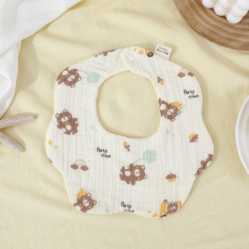 READY STOCK!!! Baby Kids Towel Baby Cotton Toddler 8 Layer Saliva Towel Ins Fesyen Baby Bib With Button Bibik WW0848i