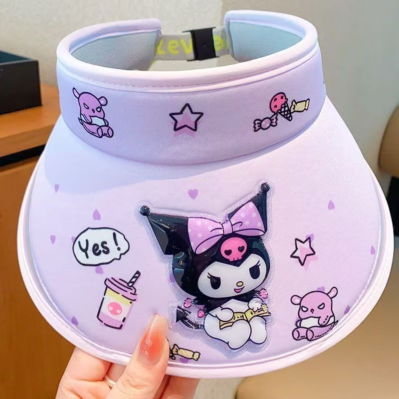 【READY STOCK】Kuromi & Melody Cartoon Visor Sun Hat for Kids | UV Protection Summer Cap for Girls |   - KH01 儿童遮阳帽