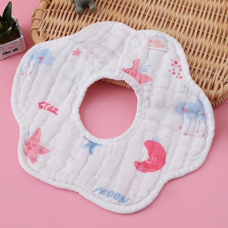 READY STOCK!!! Baby Kids Towel Baby Cotton Toddler 8 Layer Saliva Towel Ins Fesyen Baby Bib With Button Bibik WW0848i