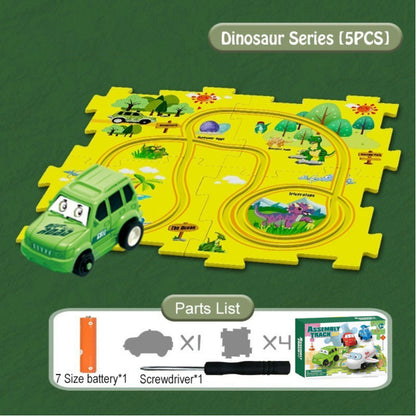 (READYSTOCK) Puzzle Track Car Playset Fun Race Car Toys Montessori Toys kids educational Track Car 汽车轨道玩具益智轨道车