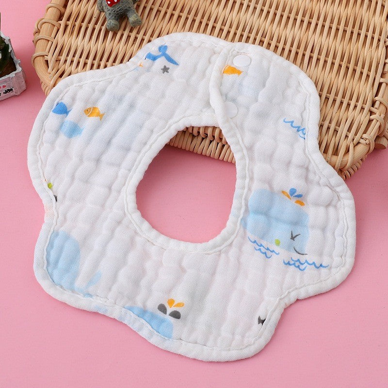 READY STOCK!!! Baby Kids Towel Baby Cotton Toddler 8 Layer Saliva Towel Ins Fesyen Baby Bib With Button Bibik WW0848i