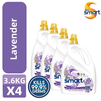 【READY STOCK】Daia Smart All-In Softergent Liquid Detergent 3.6kg 1 Box of 4 Bottle