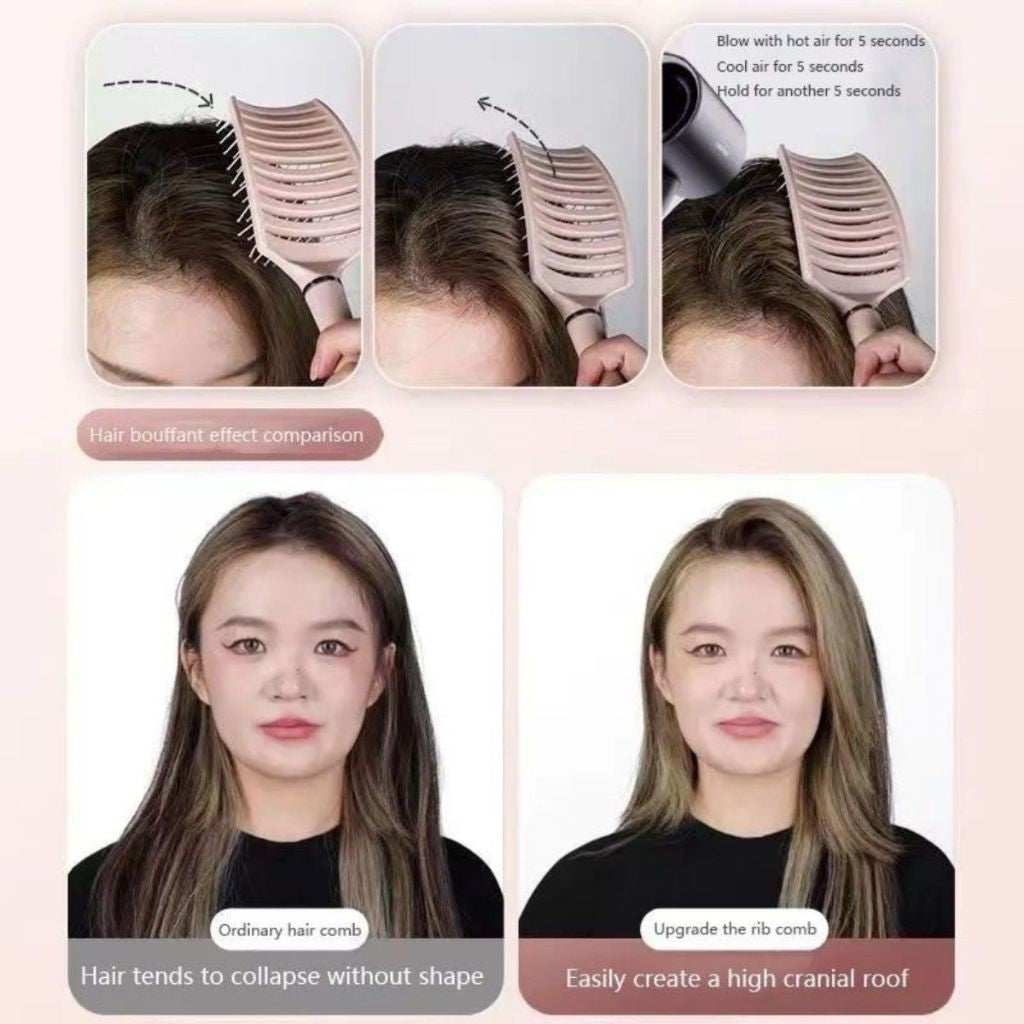 Comb Curved Vent Fluffy Hair Curly Hair Massage Ribs Comb Styling 马卡龙大弯蓬松梳子 头皮按摩梳卷发造型梳弧形十排骨梳子
