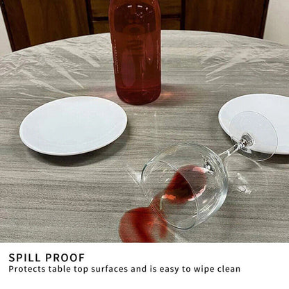 READY STOCK!!! 1PCS Disposable Table Cover Elastic Mouth Plastic Film Table Cover  Waterproof Oilproof Table 一次性桌布