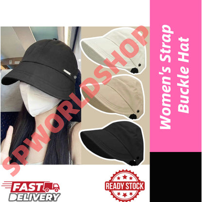 【READY STOCK】2025 Women’s Strap Buckle Fisherman Hat – UV Protection Summer Sun Hat for Outdoor Travel 渔夫帽