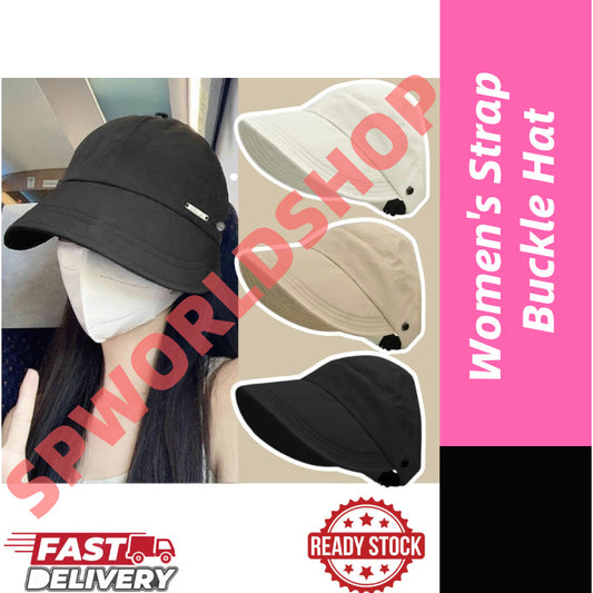 【READY STOCK】2025 Women’s Strap Buckle Fisherman Hat – UV Protection Summer Sun Hat for Outdoor Travel 渔夫帽