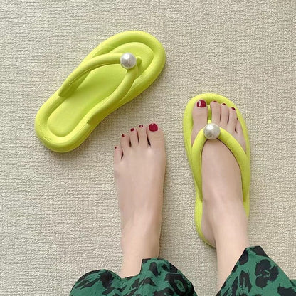 READY STOCK!!!Sandal Women's with Pearl Kasut Shoe Soft Flat Slipper Lady Woman Wanita Girl Lawa Casual  8031 Pearl
