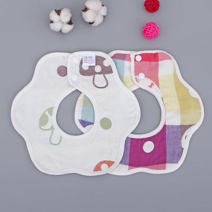 READY STOCK!!! Baby Kids Towel Baby Cotton Toddler 8 Layer Saliva Towel Ins Fesyen Baby Bib With Button Bibik WW0848i