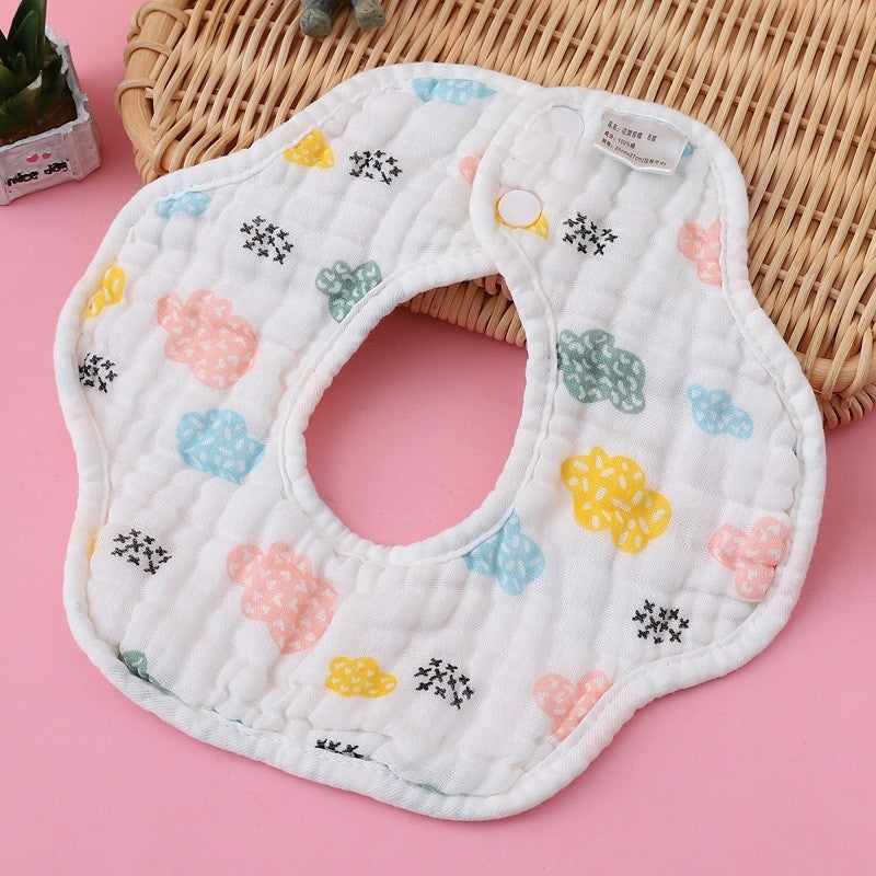 READY STOCK!!! Baby Kids Towel Baby Cotton Toddler 8 Layer Saliva Towel Ins Fesyen Baby Bib With Button Bibik WW0848i