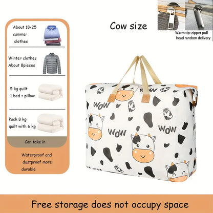 (READYSTOCK) Large Capacity Non Woven  Clothes Storage Bag Handle Wear Resistant Exquisite Pattern Waterproof 衣物收纳袋
