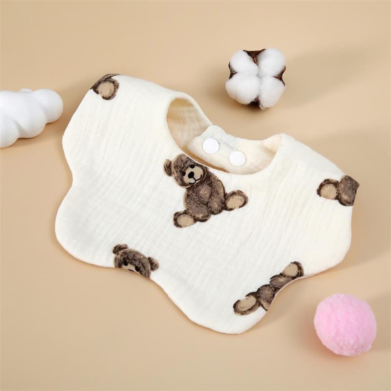 READY STOCK!!! Baby Kids Towel Baby Cotton Toddler 8 Layer Saliva Towel Ins Fesyen Baby Bib With Button Bibik WW0848i