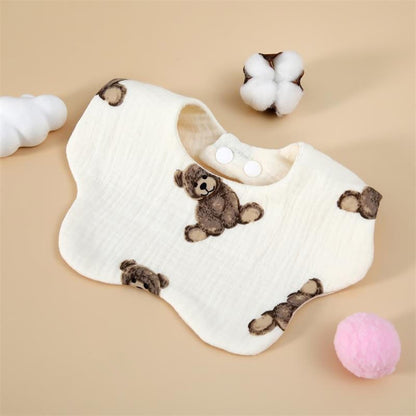READY STOCK!!! Baby Kids Towel Baby Cotton Toddler 8 Layer Saliva Towel Ins Fesyen Baby Bib With Button Bibik WW0848i