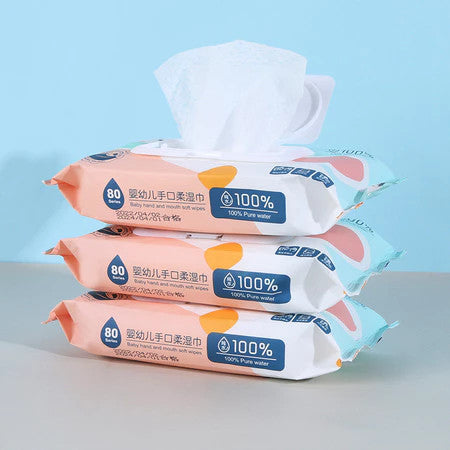 【80-Keping】 Baby Wet Tisu Wipes Tisu Basah Bayi【Non Alcohol】80pcs Per Pack Wet Tissue Tisu Basah 【PH-5.5】#卸妆 #婴儿湿纸巾 #湿纸巾