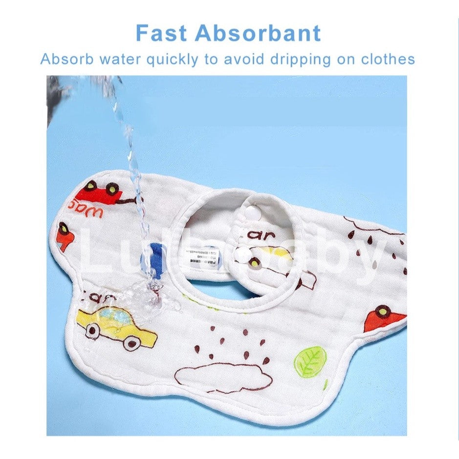 READY STOCK!!! Baby Kids Towel Baby Cotton Toddler 8 Layer Saliva Towel Ins Fesyen Baby Bib With Button Bibik WW0848i