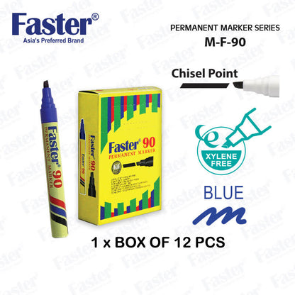 【12-PCS】Faster 90 Permanent Marker Pen Xylene Free #Faster #Permanent #Marker Pen #M-F-90 #Blue #Red #Black