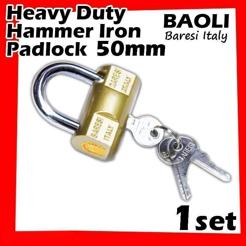 Baoli Lock Heavy Duty Hammer Iron Padlock Lock Baoli Baresi Italy Security Pad Lock Mangga Pintu VIRO 重型锤铁挂锁 排锁 锁头