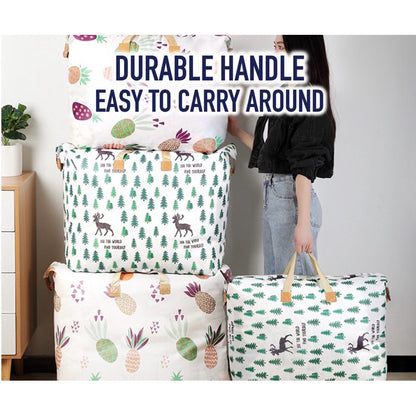 (READYSTOCK) Large Capacity Non Woven  Clothes Storage Bag Handle Wear Resistant Exquisite Pattern Waterproof 衣物收纳袋