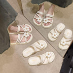 READY STOCK!!!Style Flower Sandals Women Thick-Soled Anti-Slip new Style Summer Fairy Style Out Two-Wear Slippers 2103