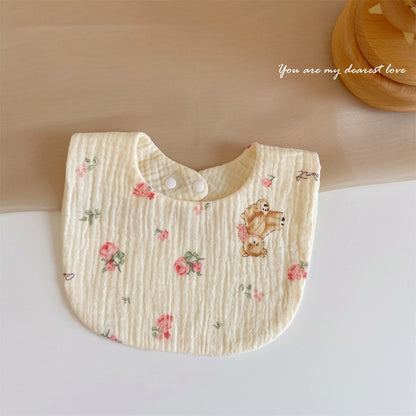 READY STOCK!!! Baby Kids Towel Baby Cotton Toddler 8 Layer Saliva Towel Ins Fesyen Baby Bib With Button Bibik WW0848i