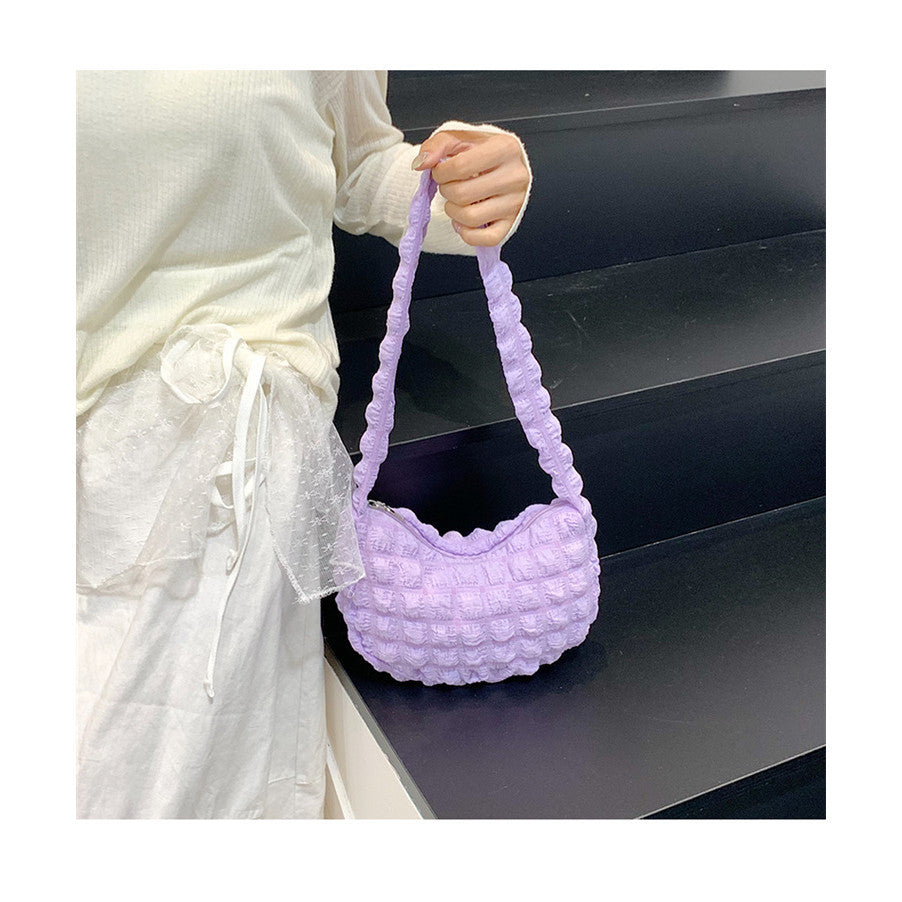 Korean Style Bubble Sling Bag B03140 | Soft Padded Crossbody Bag | Cute & Versatile Travel Shoulder Bag | Beg Murah Cantik 云朵包 泡泡纹 腋下斜挎两用 少女感