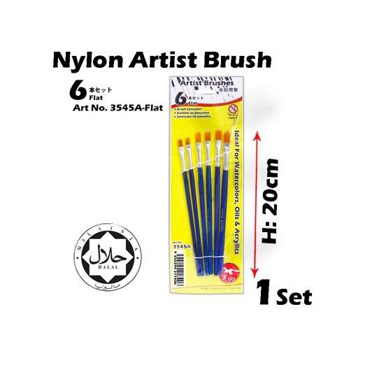 Nylon Artist Brush Set Nylon Halal Brush Malaysia School Student 全尼龙水彩笔 美术水彩笔套装 3545 3545A