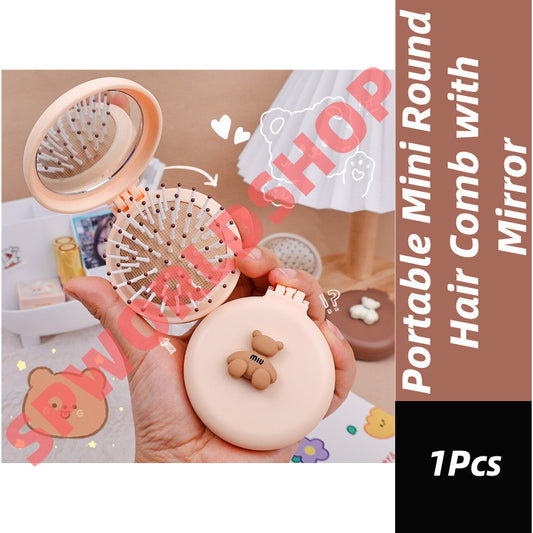(READYSTOCK) Portable Mini Round Hair Comb with Mirror Hair Salon Hairdressing Small Size Massage 便携迷你圆形梳子带镜子