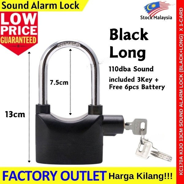 Alarm Lock Security Lock Anti-Theft Siren Alarm Padlock Door / Motorcycle / Bike Bicycle / Car Kunci Berbunyi #防盗警报锁1701