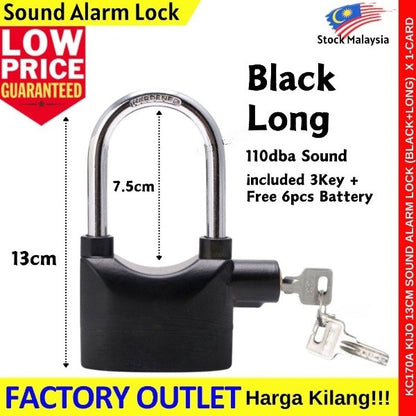 Alarm Lock Security Lock Anti-Theft Siren Alarm Padlock Door / Motorcycle / Bike Bicycle / Car Kunci Berbunyi #防盗警报锁1701