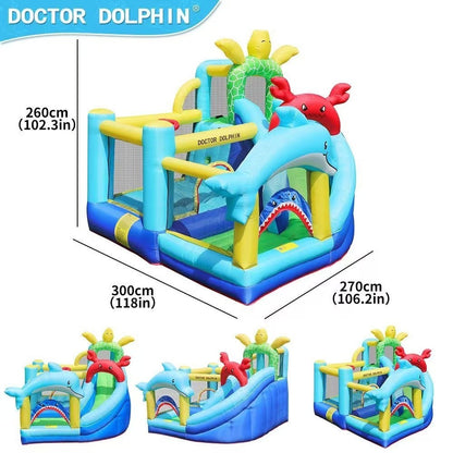 Doctor Dolphin Inflatable Castle | Kids Trampoline & Slide | Indoor Outdoor Bouncy House Playground 充气城堡 | 儿童蹦床滑梯