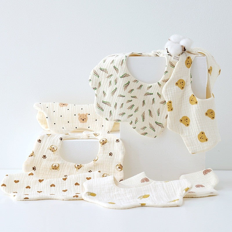 READY STOCK!!! Baby Kids Towel Baby Cotton Toddler 8 Layer Saliva Towel Ins Fesyen Baby Bib With Button Bibik WW0848i