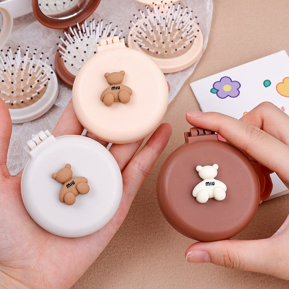 (READYSTOCK) Portable Mini Round Hair Comb with Mirror Hair Salon Hairdressing Small Size Massage 便携迷你圆形梳子带镜子