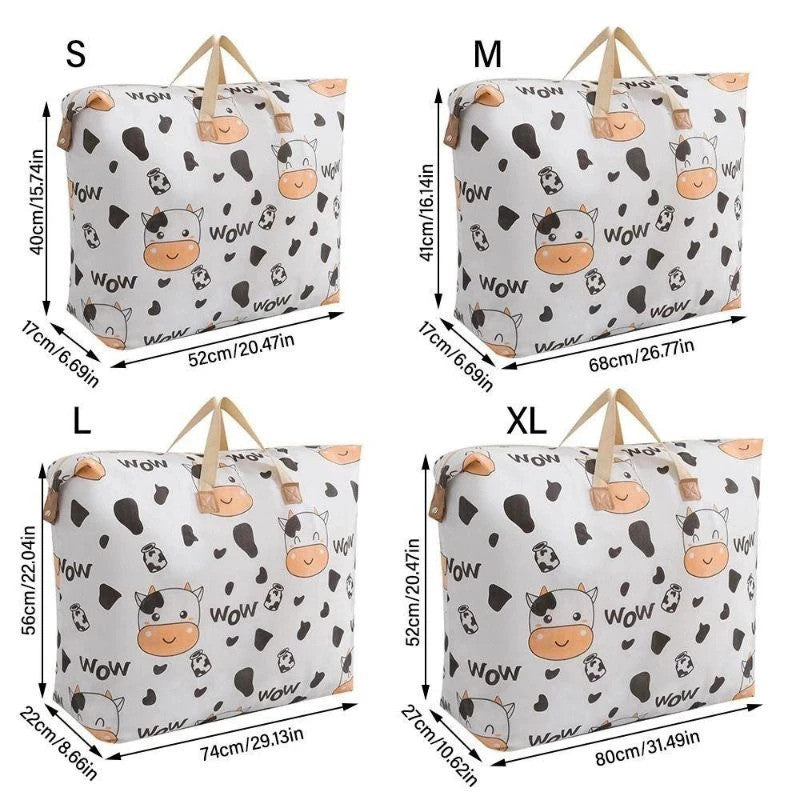 (READYSTOCK) Large Capacity Non Woven  Clothes Storage Bag Handle Wear Resistant Exquisite Pattern Waterproof 衣物收纳袋
